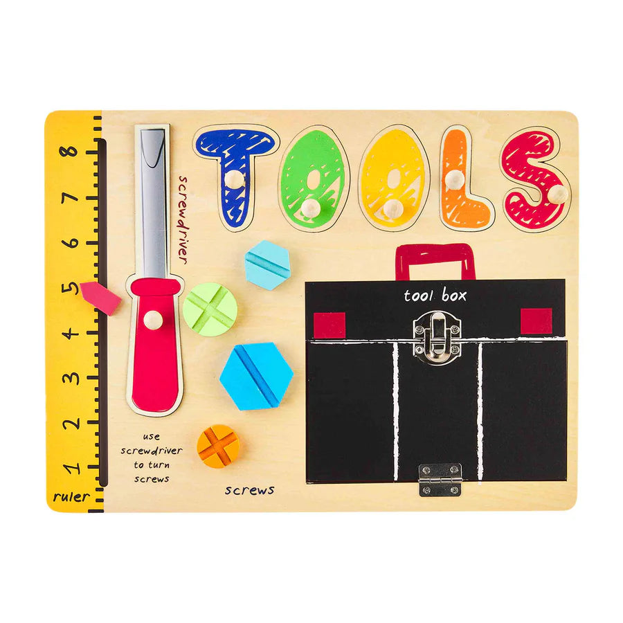 Tools Busy Board Puzzle, wooden by Mud Pie