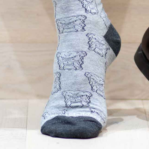 Men's Bulldog Face Socks - Gray/Charcoal