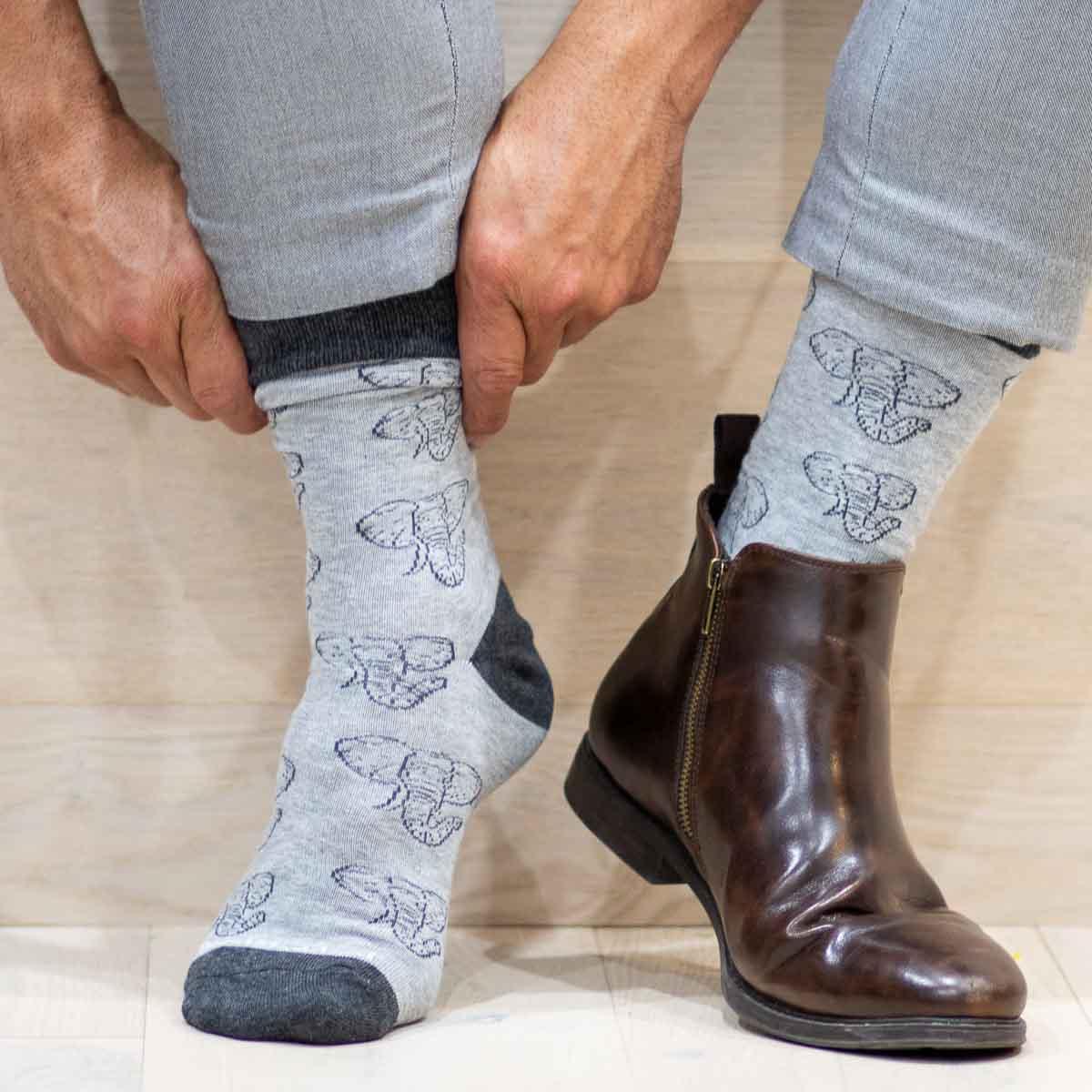 Men's Elephant Face Socks - Gray/Charcoal