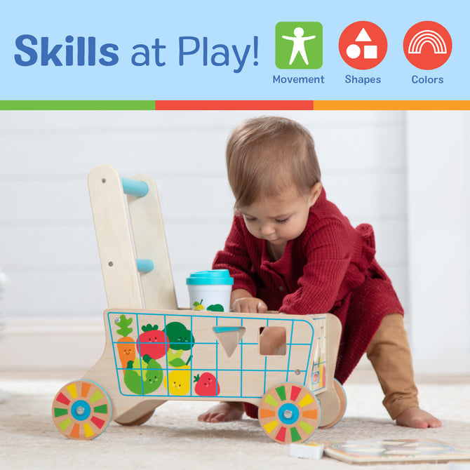 Detail view of Wooden Shape Sorting Grocery Cart by Melissa & Doug