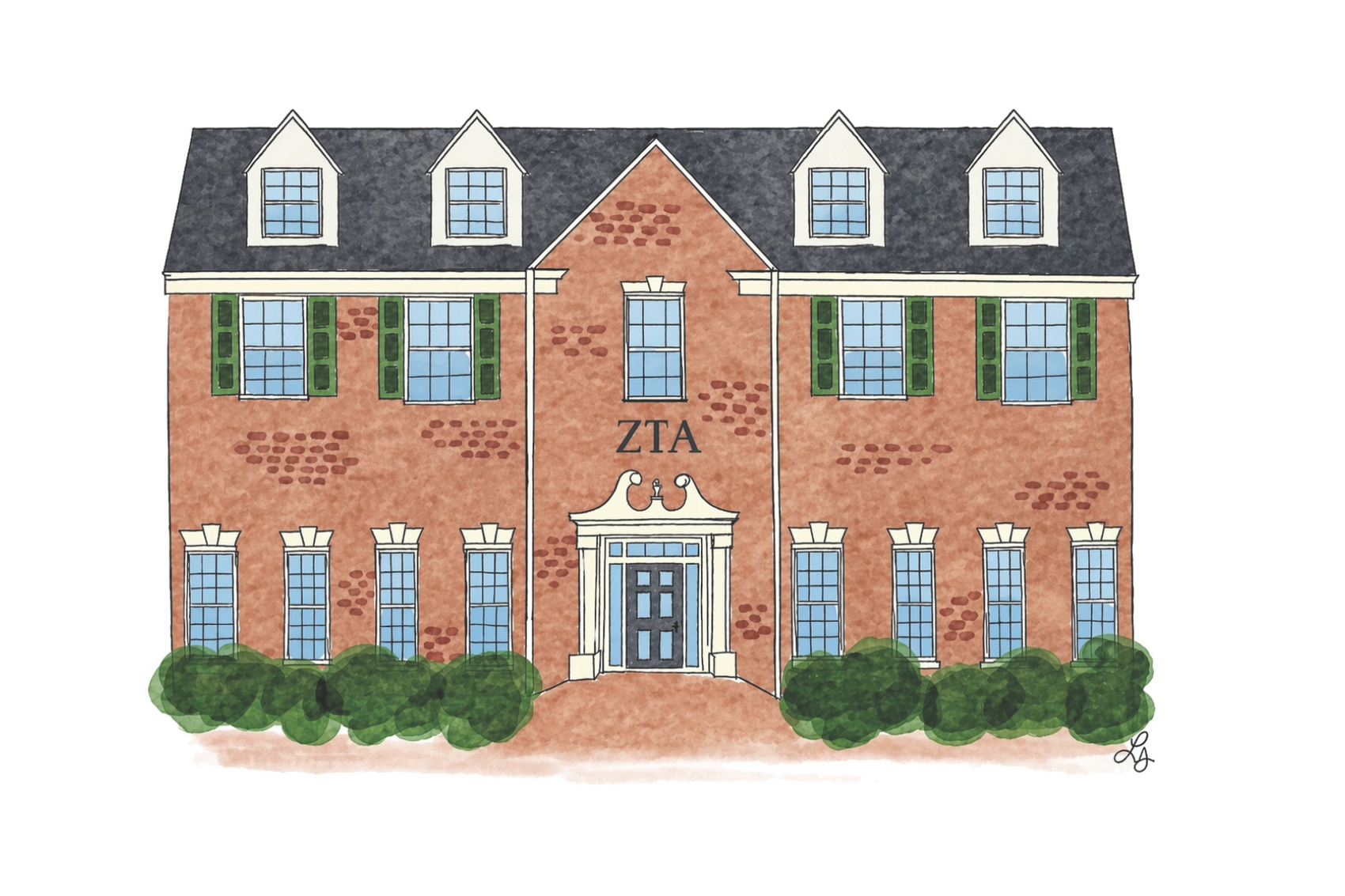 Framed Samford Sorority House Print