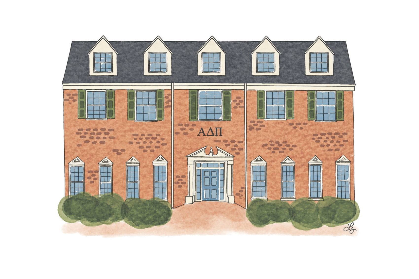 Framed Samford Sorority House Print