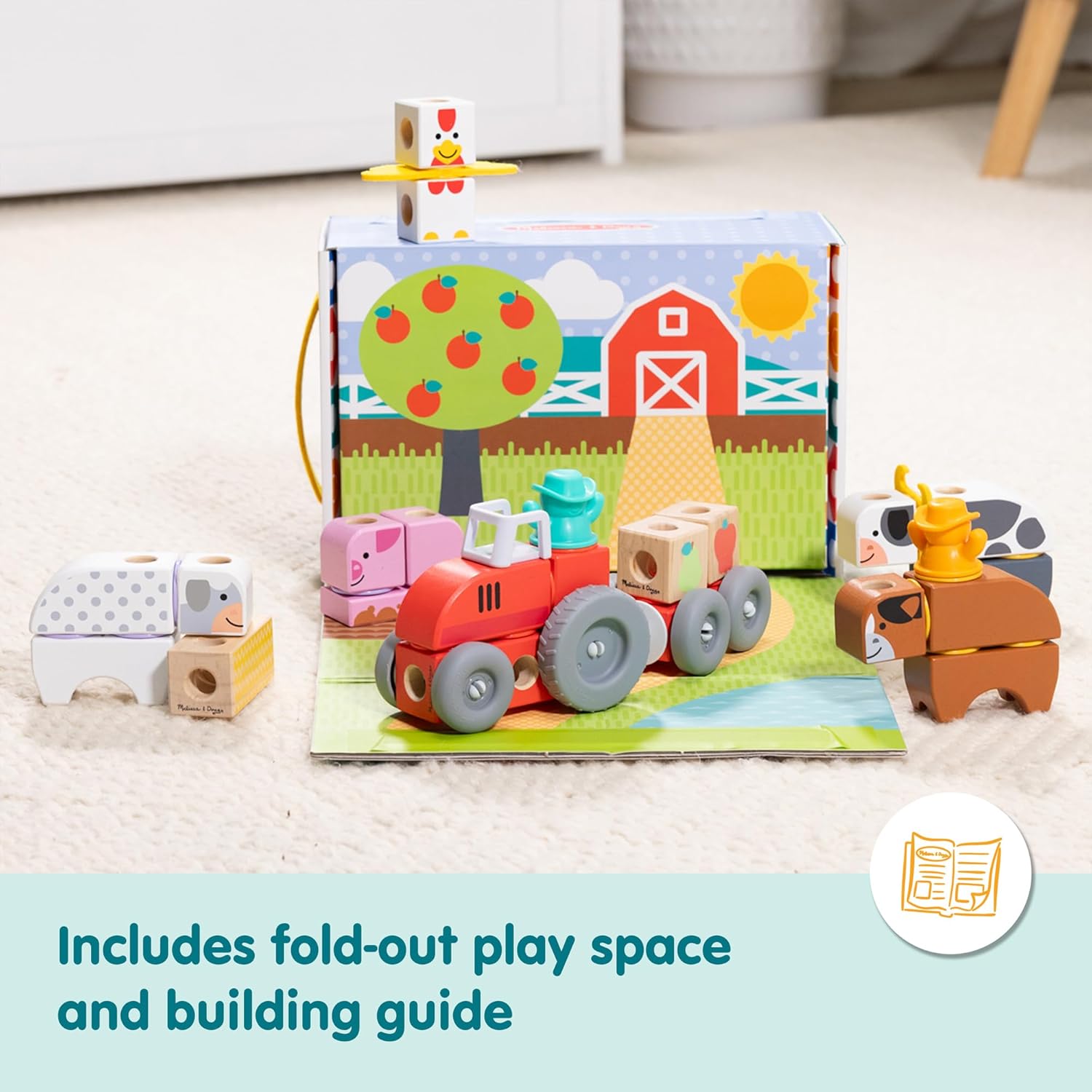 Detail view of Blockables Farm Play Set, wooden by Melissa & Doug