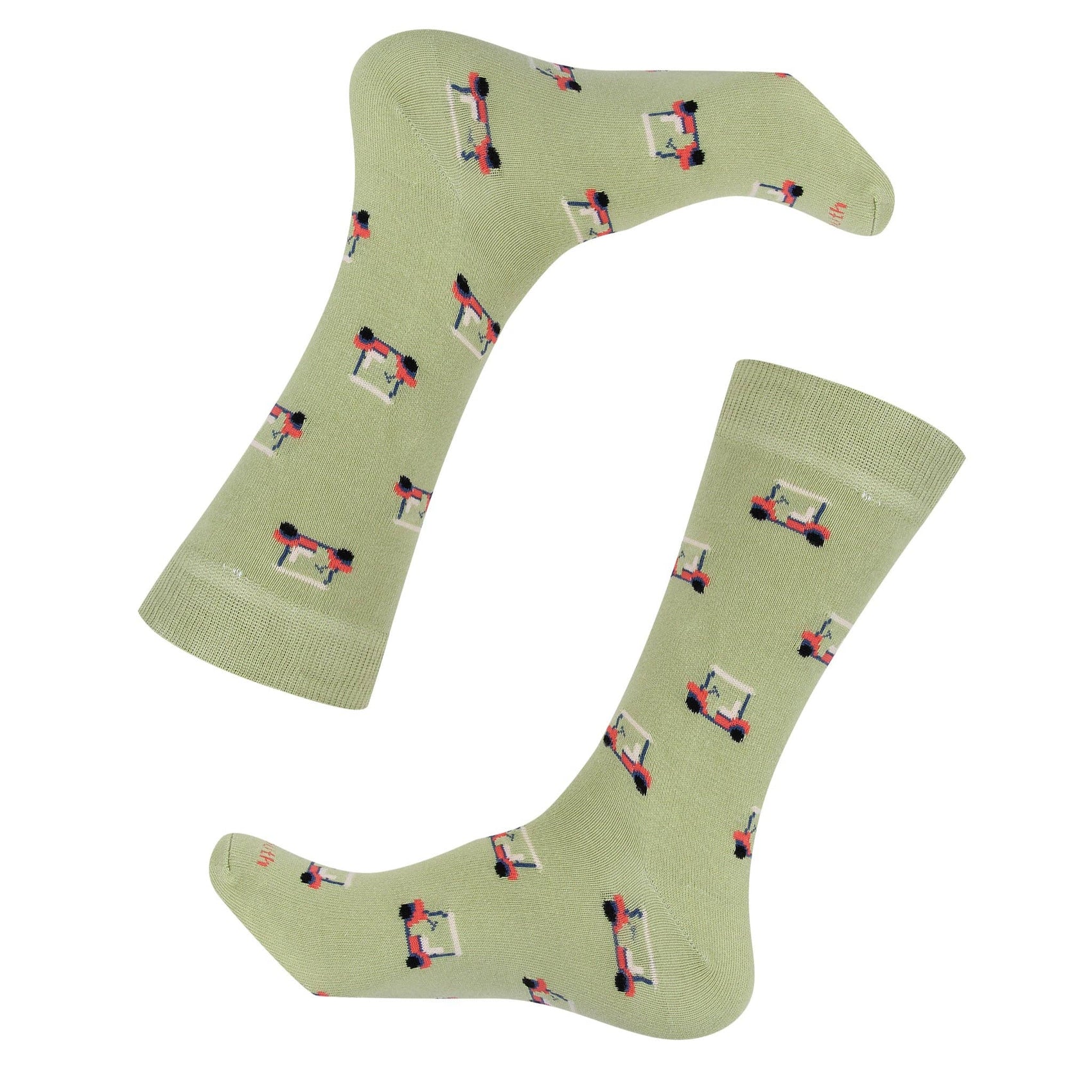 Detail view of Green Golf Cart Socks by Barrel Down South