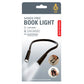 A packaged hands-free book light in a light grey box featuring an image of the flexible book light