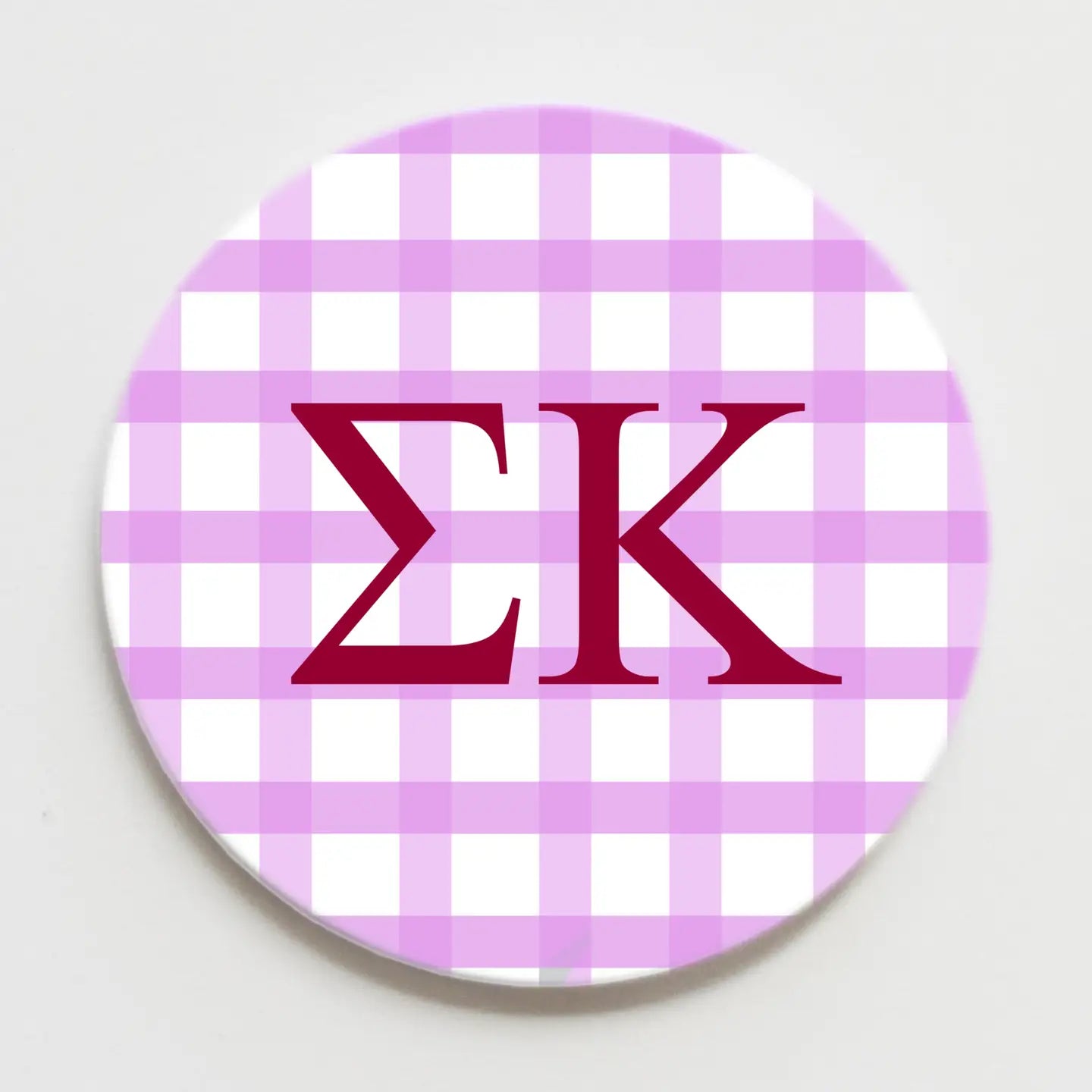 3" Gingham Sorority Button