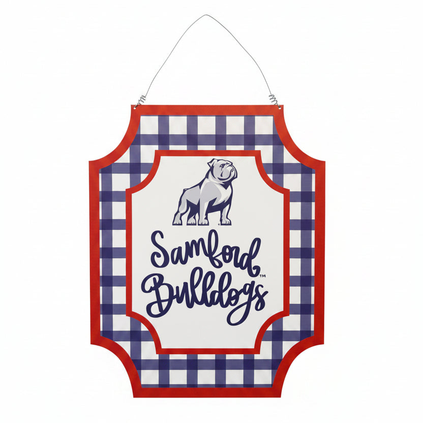 Samford Door Hanger in Blue Checker by Nelson Fine Art & Gifts
