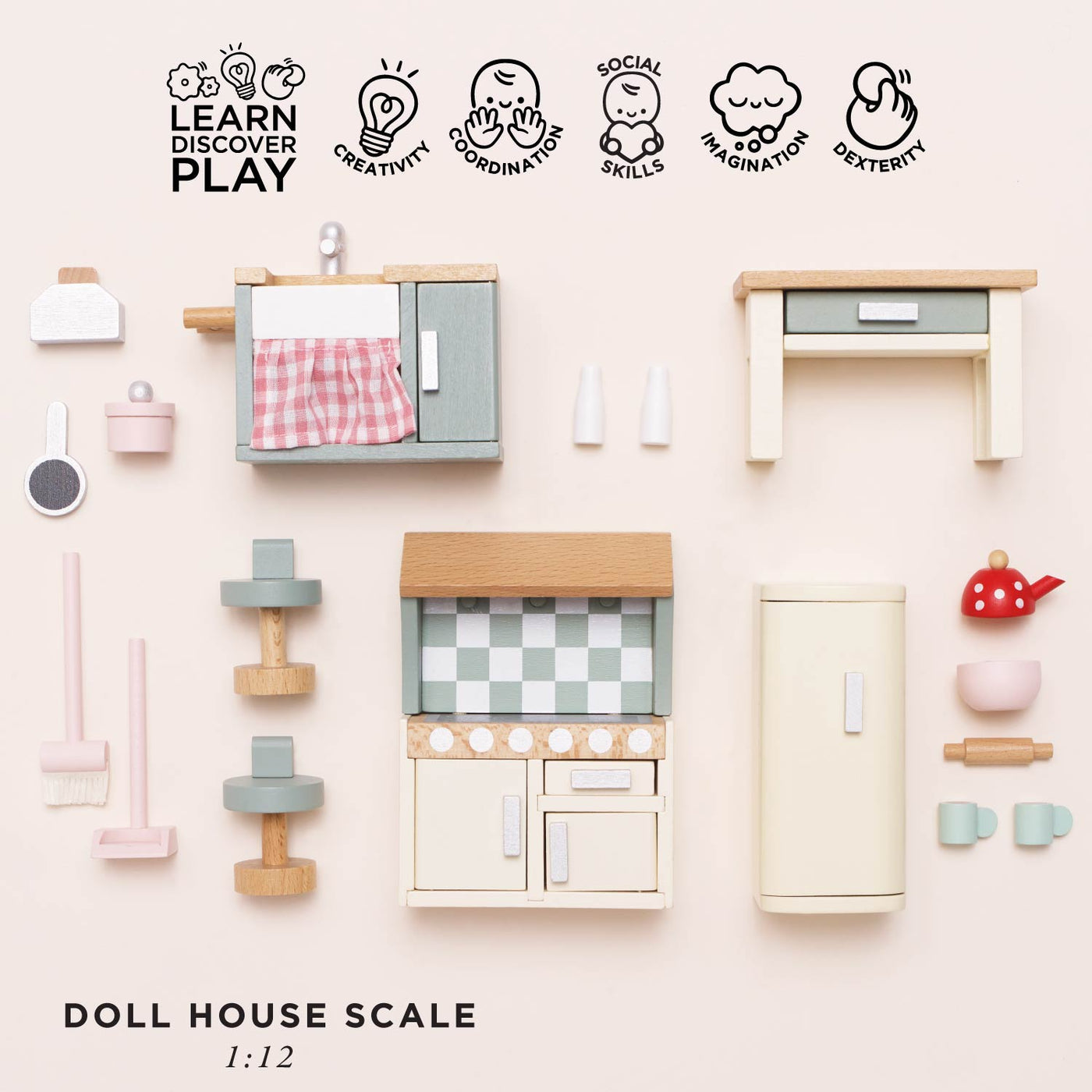 Alternate view of Dolls House Kitchen, wooden, 20-piece by Le Toy Van
