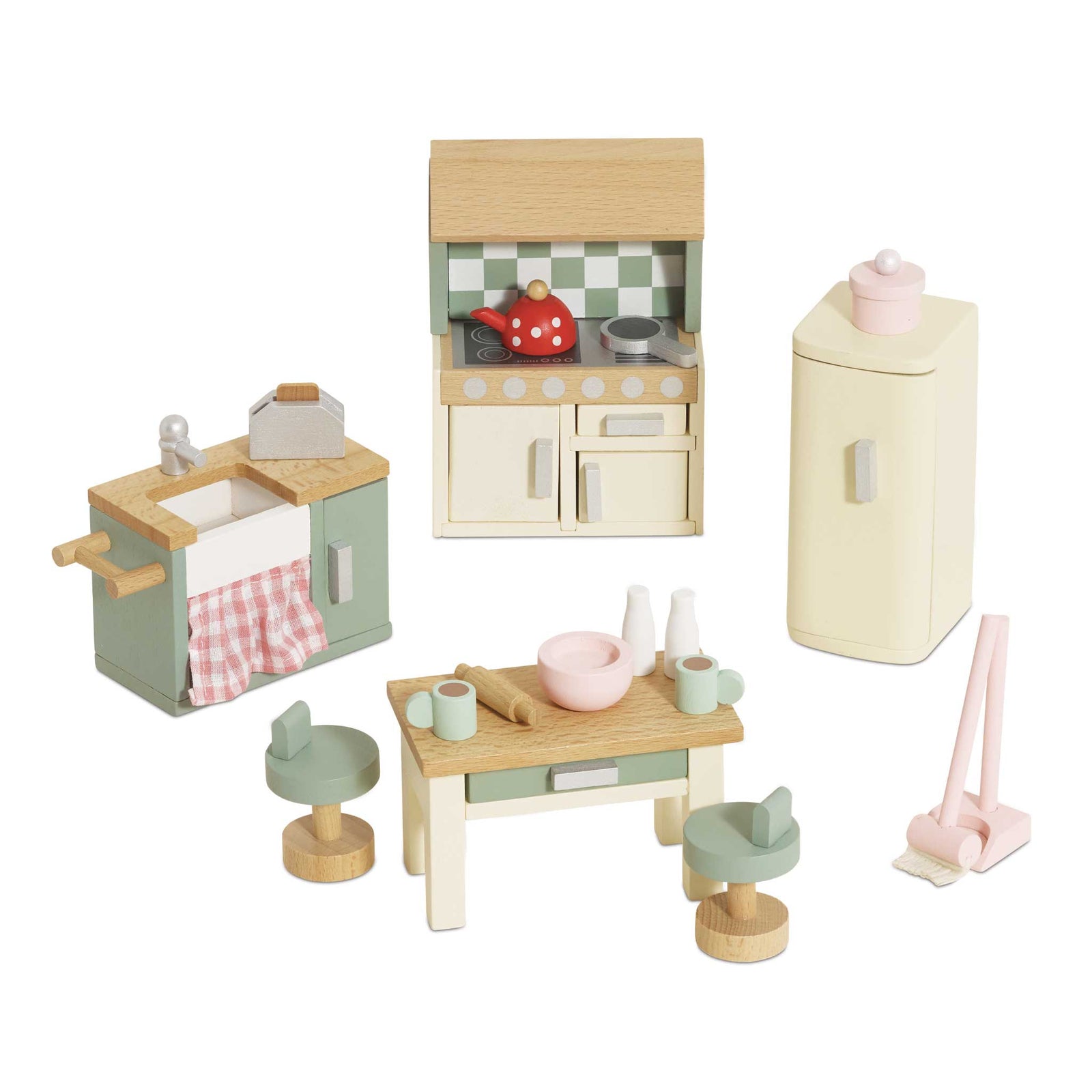 Full set view of Dolls House Kitchen, wooden, 20-piece by Le Toy Van