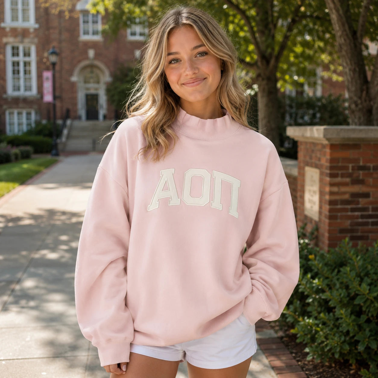 Sorority Pastel Mock Neck Crew