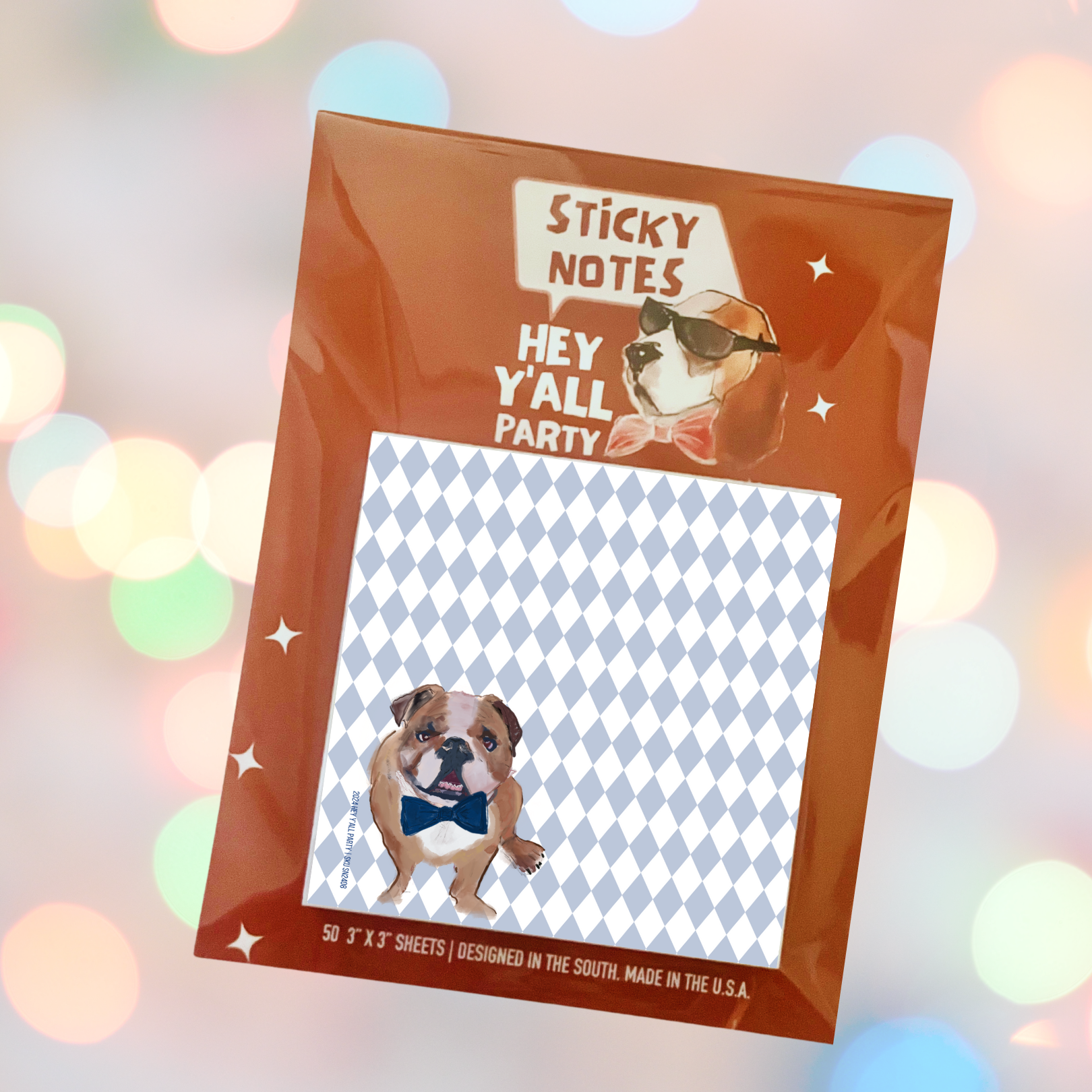 Sticky Notepad - Bulldog Navy Bow Tie by Hey Y'all Party