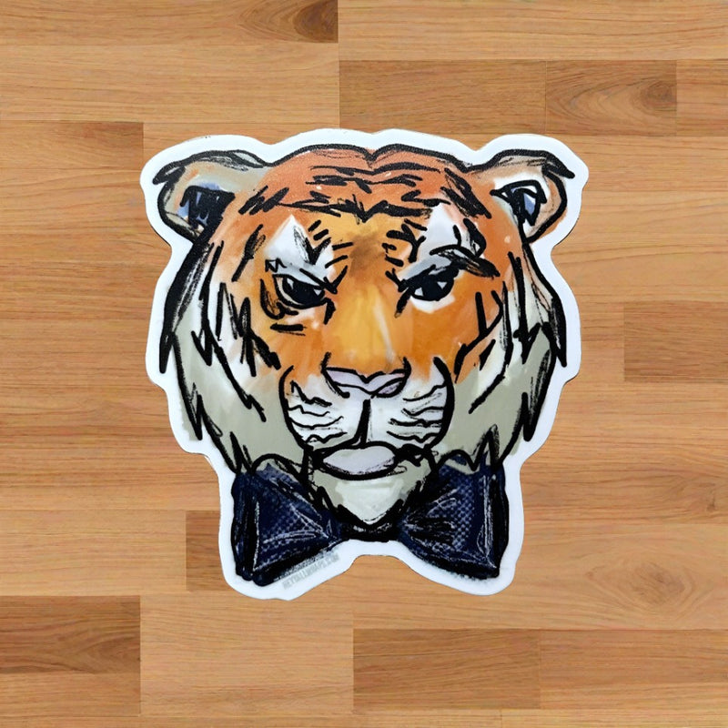 Sticker - Tiger Blue Bow Tie