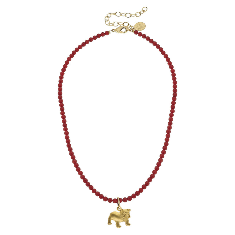 Mini Bulldog on Red Coral Alys Necklace - Main Image