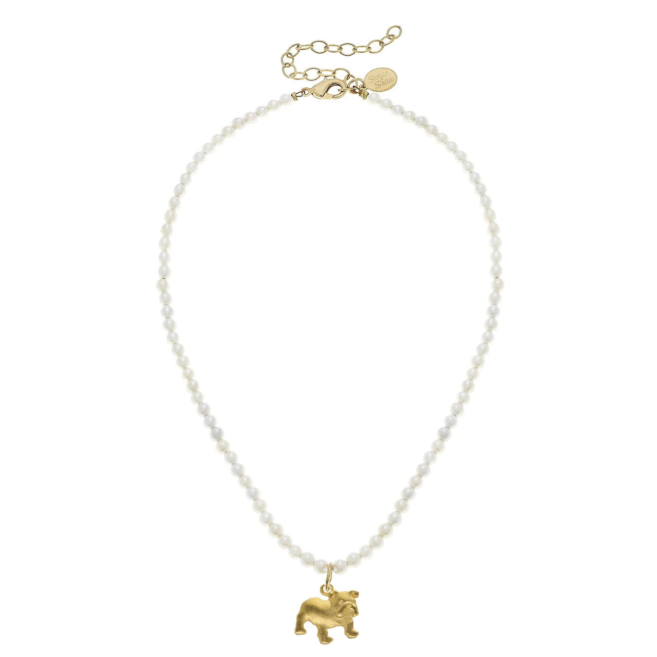 Mini Bulldog on Pearl Alys Necklace by Susan Shaw