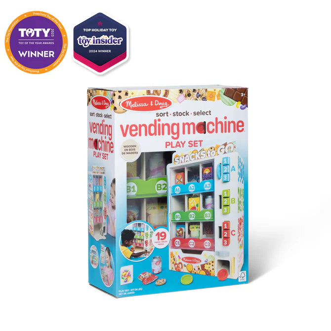 Melissa & Doug Vending Machine Play Set, wooden, 19-piece
