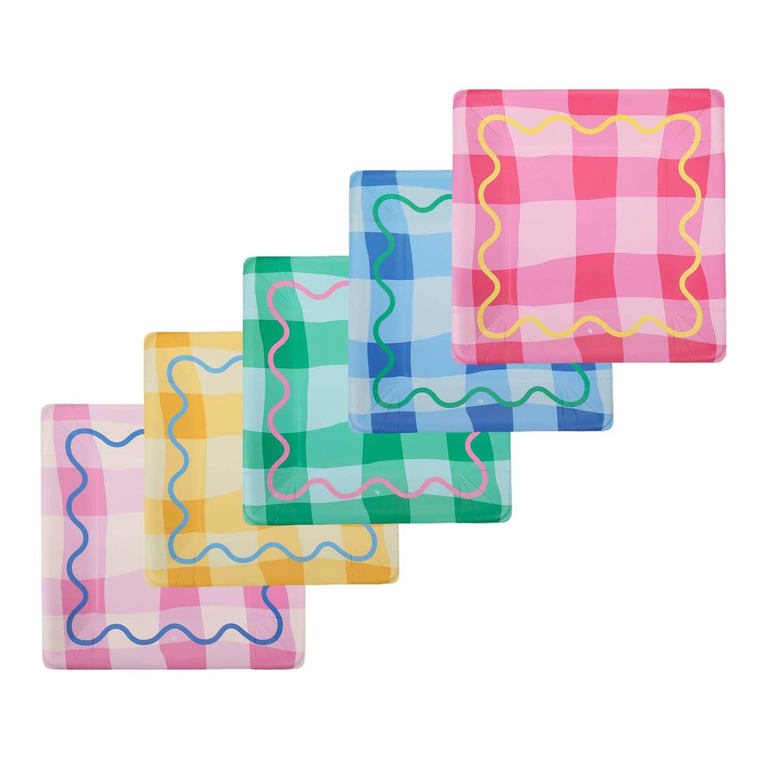 Colorwave Gingham Dinner Plates by Packed Party