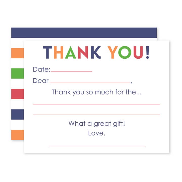 Kid Fill-In Thank You Notes - Blue by Donovan Designs