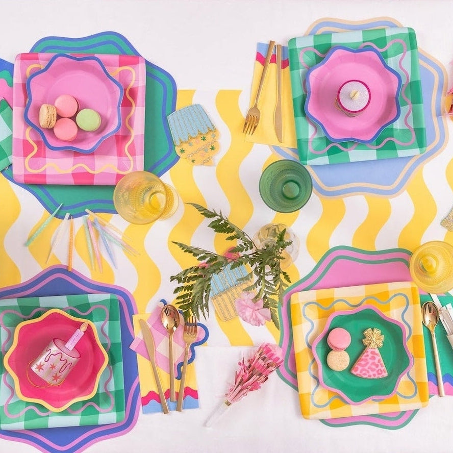 Detail view of Colorwave Scallop Pop Placemats by Packed Party