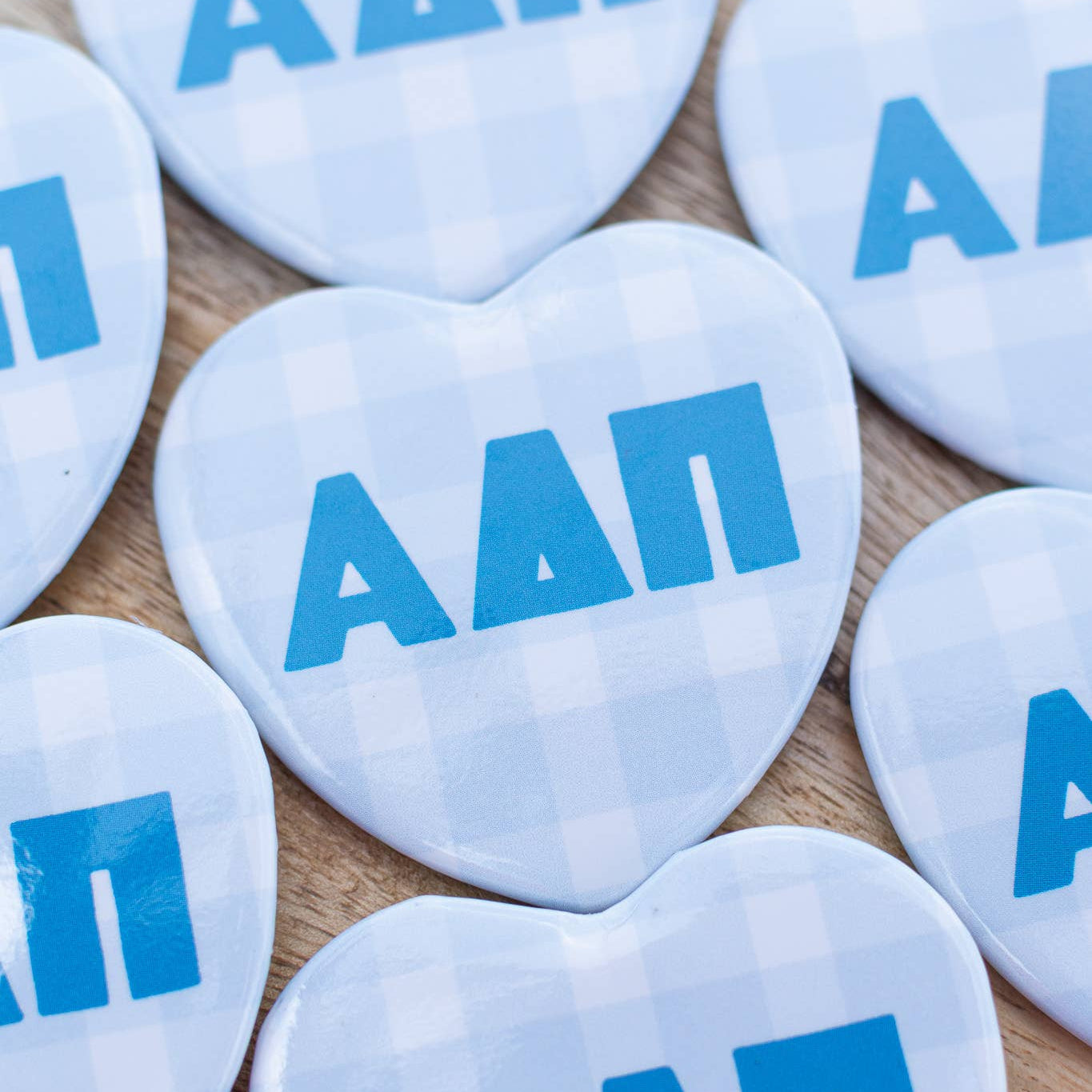 Gingham Heart Button