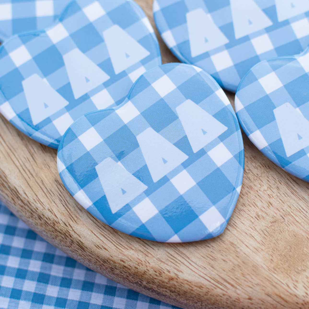 Gingham Heart Button