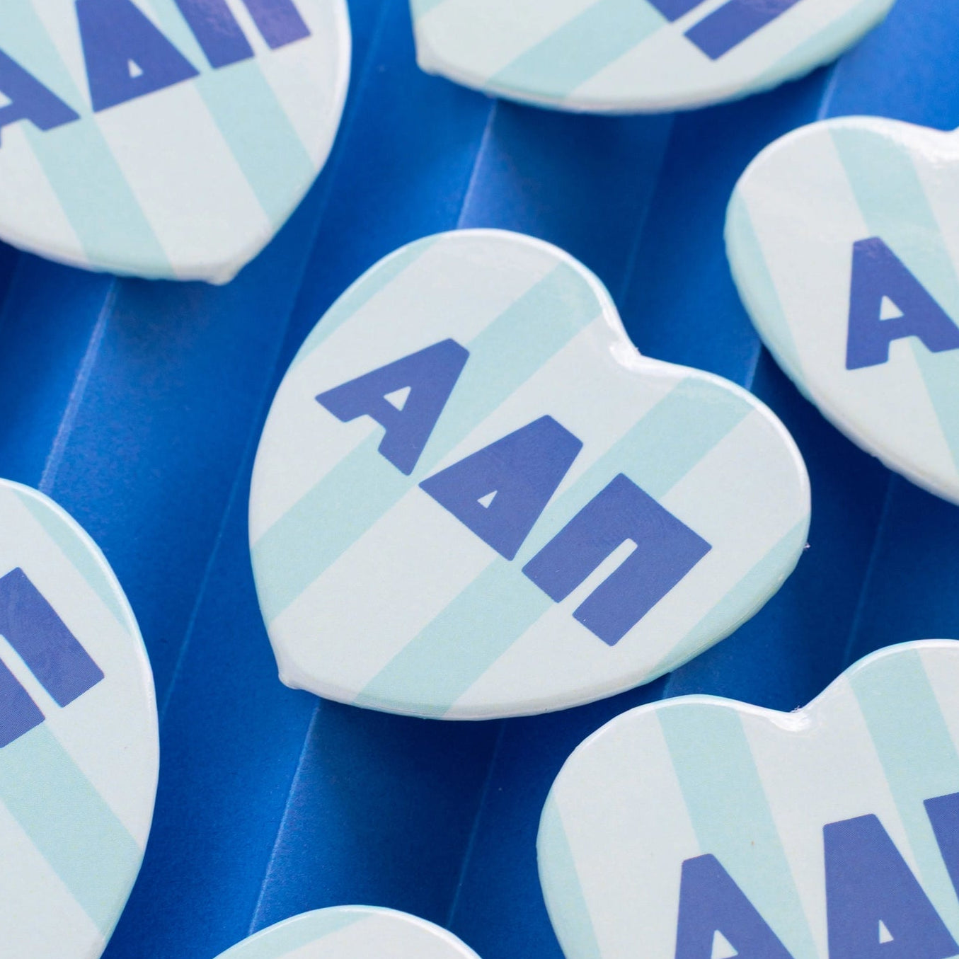 Cabana Stripe Heart Button