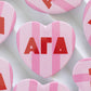 Cabana Stripe Heart Button