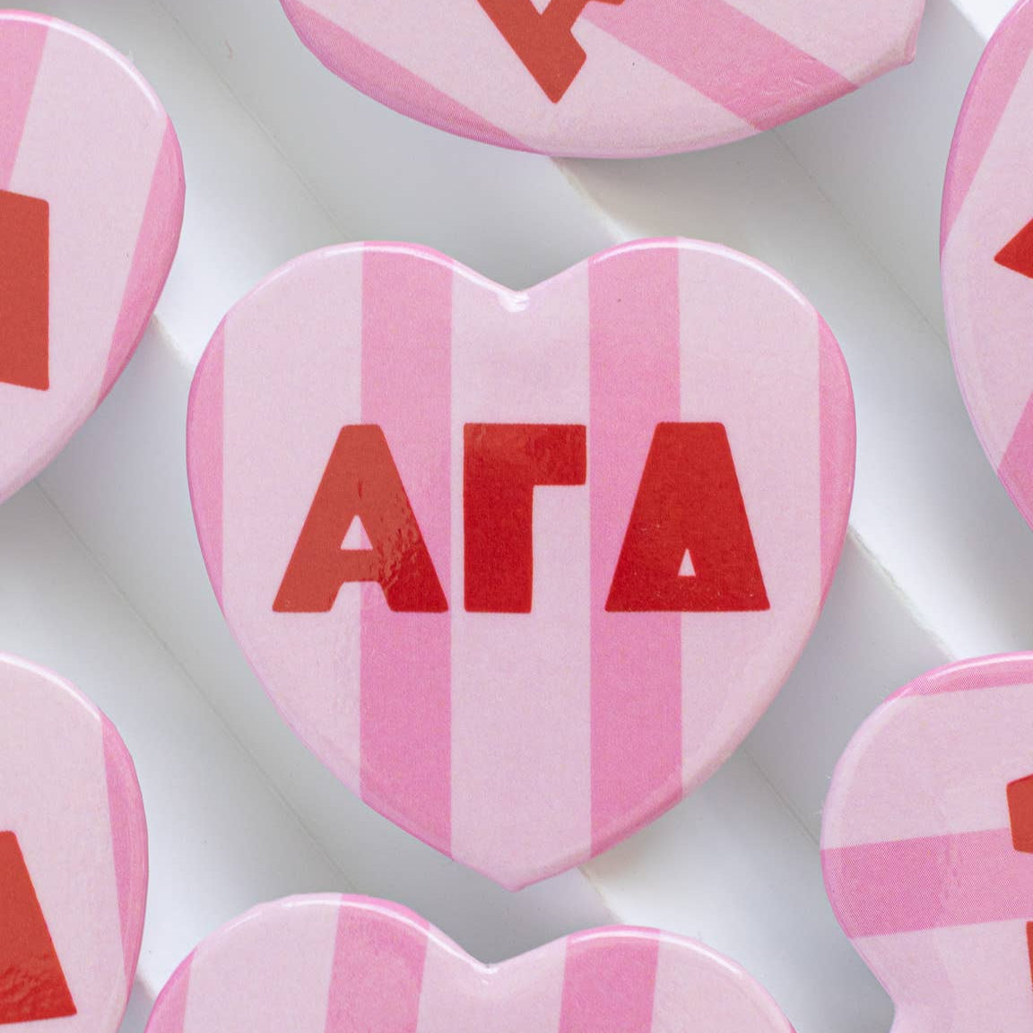 Cabana Stripe Heart Button