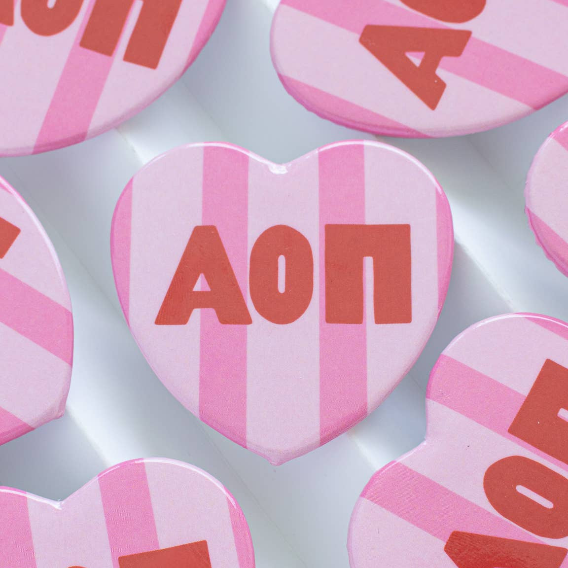 Cabana Stripe Heart Button
