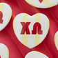 Cabana Stripe Heart Button