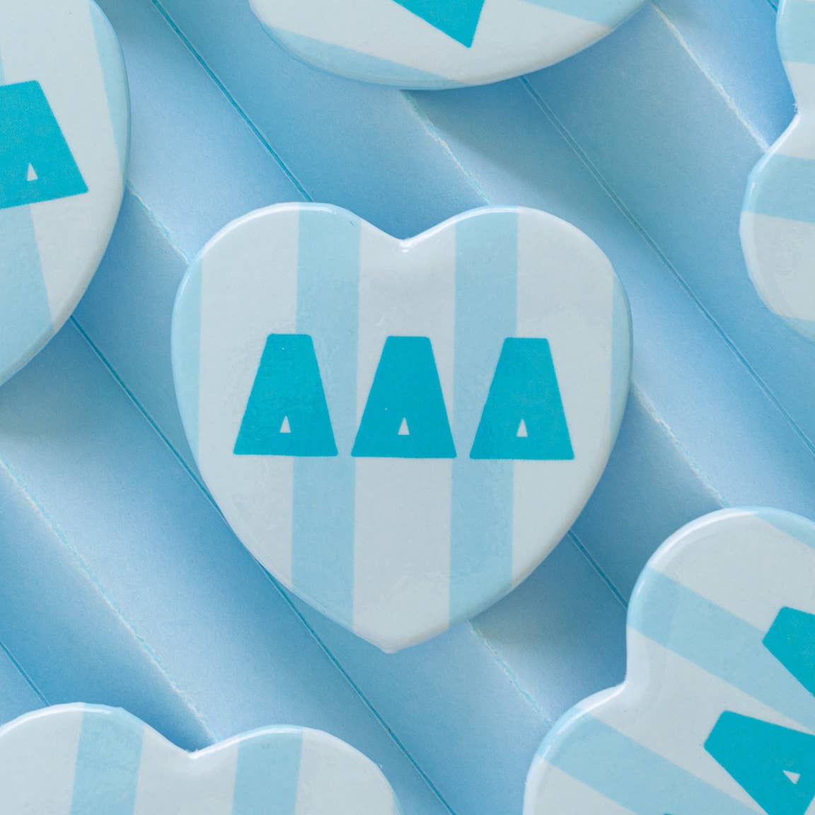 Cabana Stripe Heart Button