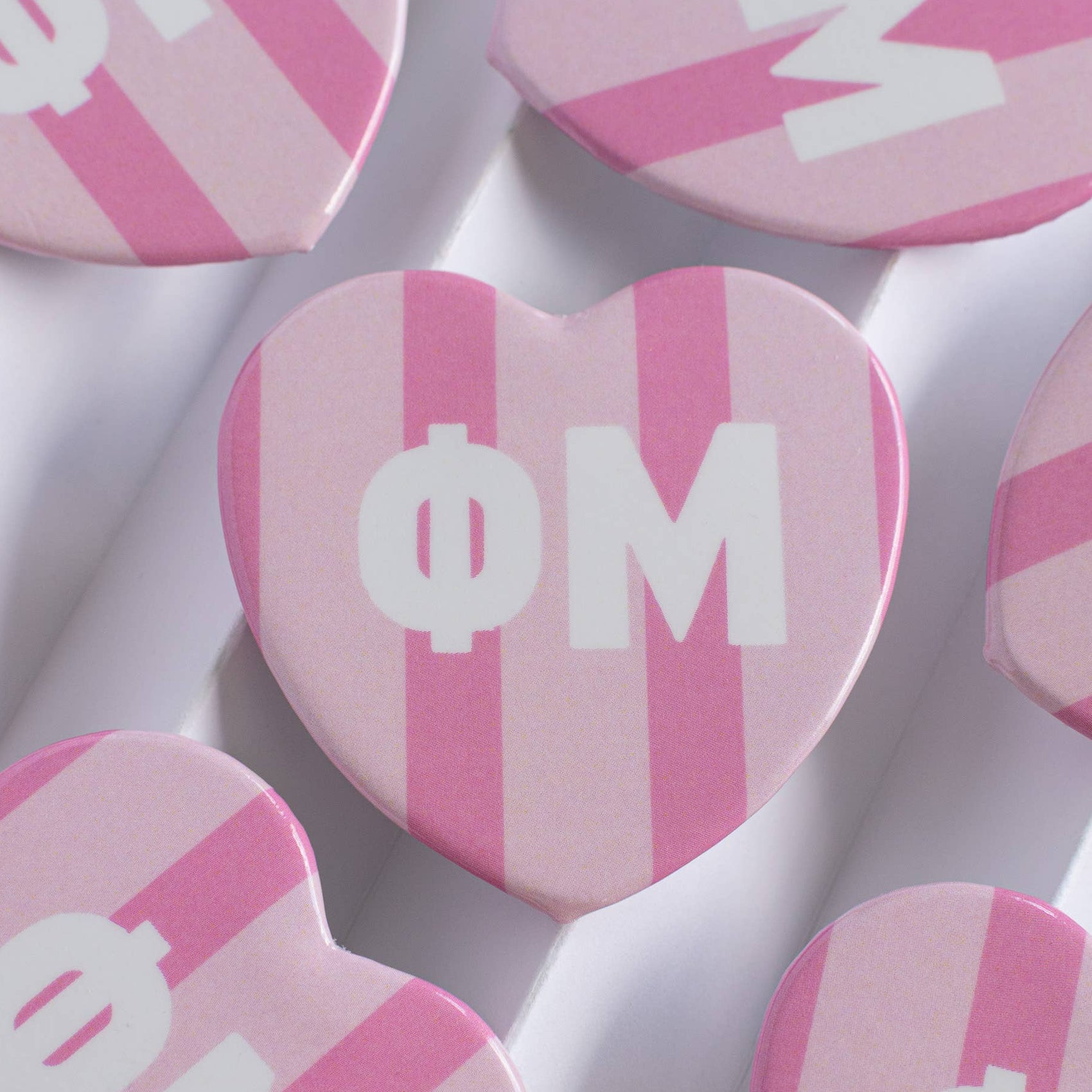 Cabana Stripe Heart Button