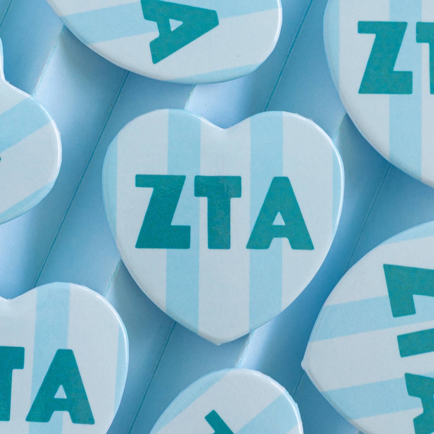 Cabana Stripe Heart Button