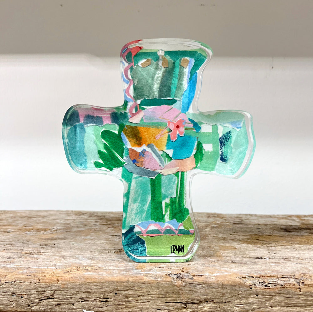 Everlasting Love Acrylic Cross - Green