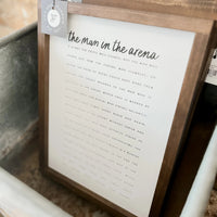Wood Sign 8x12" - The Man in the Arena