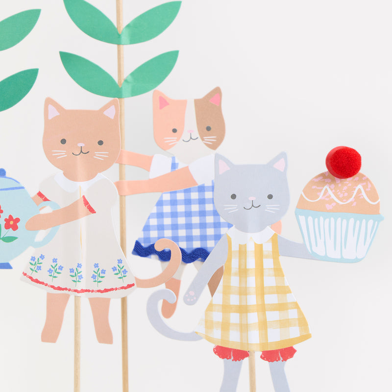 Detail view of Kitten Club Cake Toppers by Meri Meri