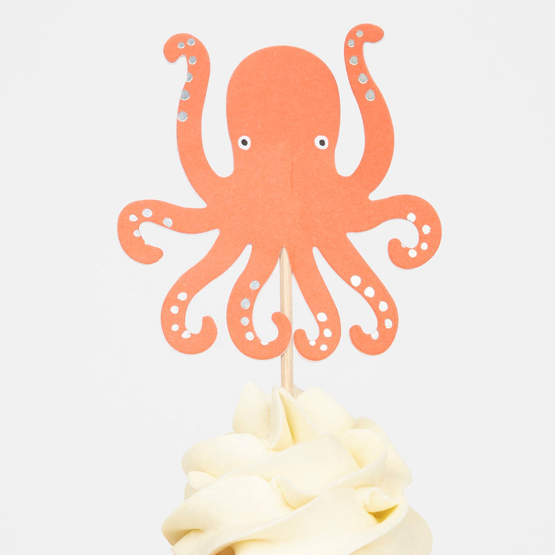 Detail view of Octopus & Shark Cupcake Kit by Meri Meri