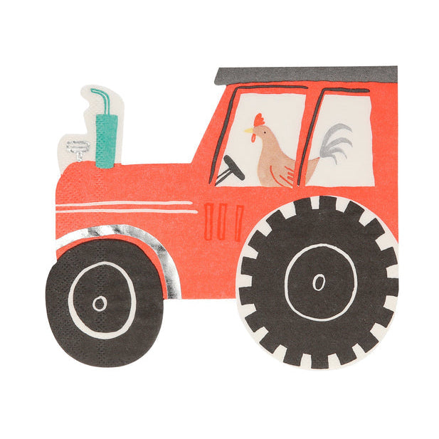 On the Farm Tractor Napkins, 16 napkins by Meri Meri