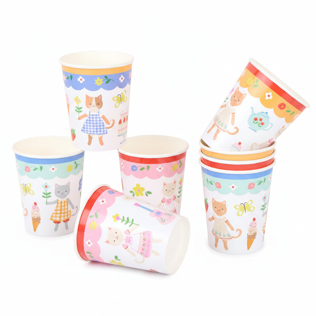 Kitten Club Cups, set of 8 paper cups by Meri Meri