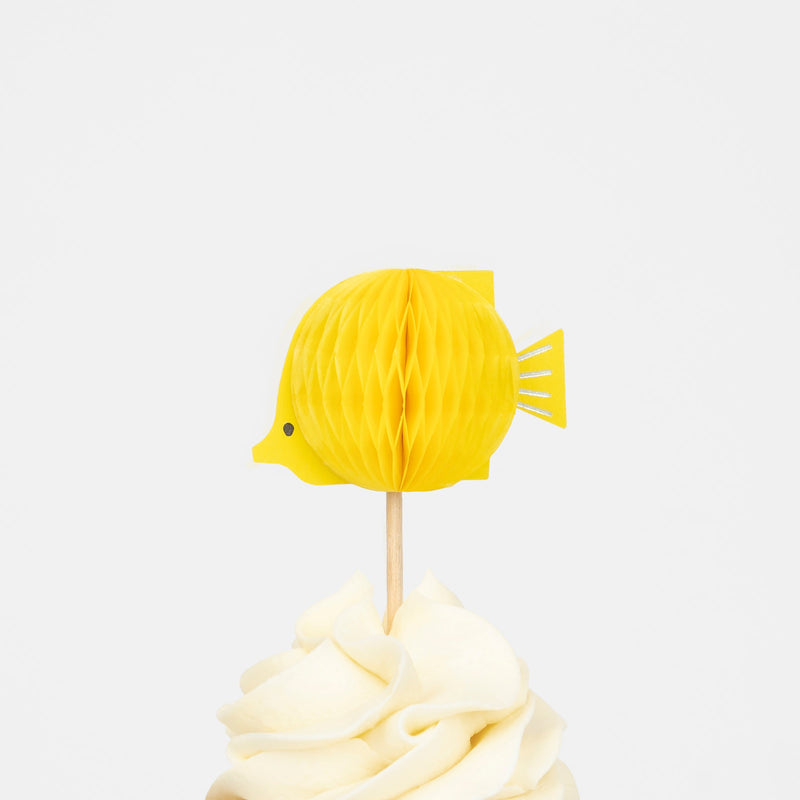 Angled view of Octopus & Shark Cupcake Kit by Meri Meri